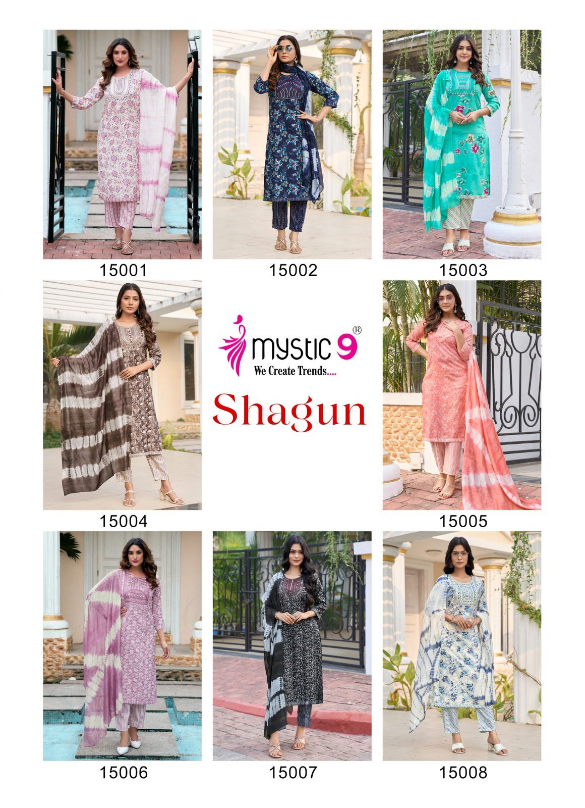 Shagun Vol 15 By Mystic 9 Rayon Kurti With Bottom Dupatta Suppliers In Mumbai